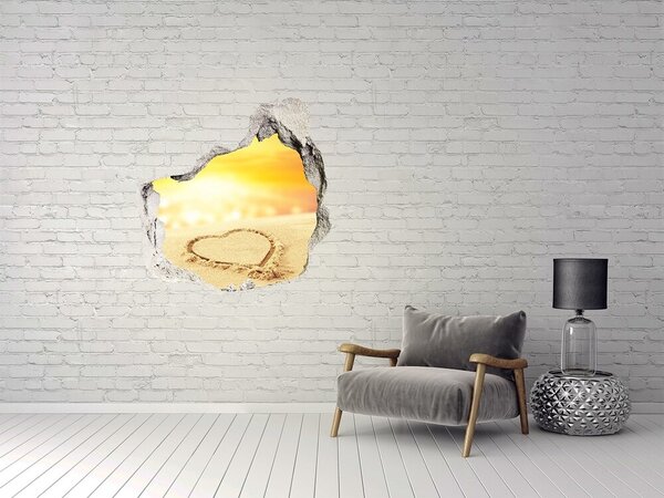 Díra 3D ve zdi na stěnu Srdce na písku nd-p-112809323