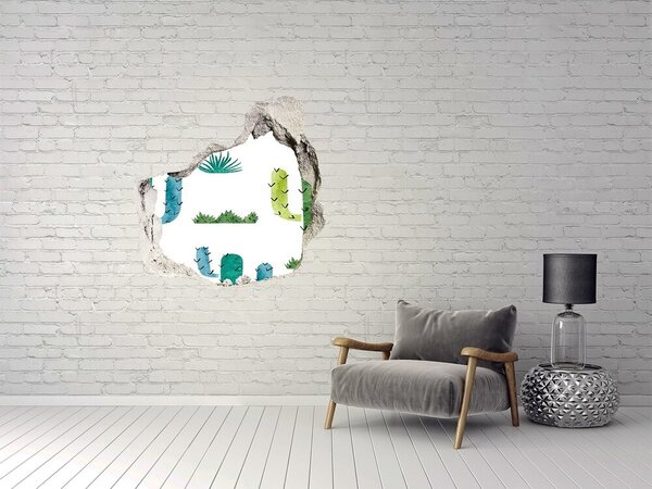 Nálepka 3D díra na zeď beton Kaktusy nd-p-112541651