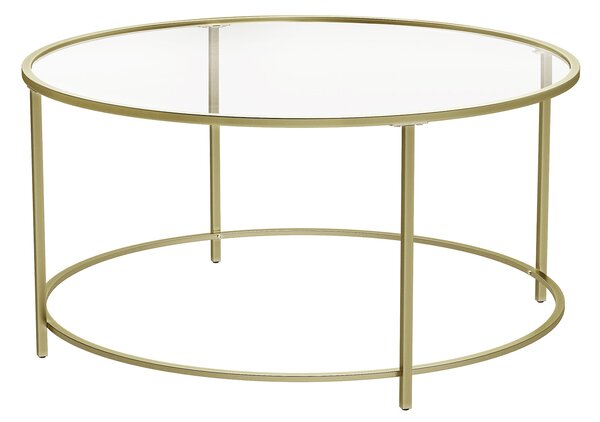 VASAGLE Konferenční stolek skleněný, zlatá, 84x45,5 cm