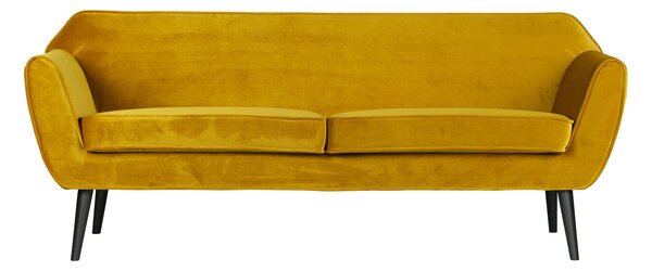 Žlutá Sametová pohovka Rocco 75 × 187 × 82 cm WOOOD