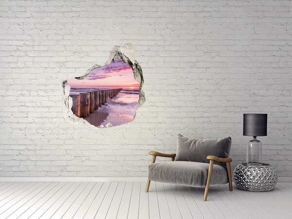 Díra 3D ve zdi nálepka Dřevěný vlnolam nd-p-115995371