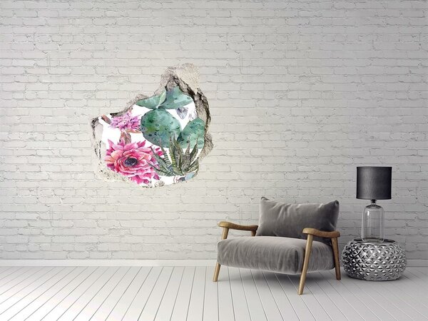 Nálepka 3D díra na zeď beton Kaktusy nd-p-116179692