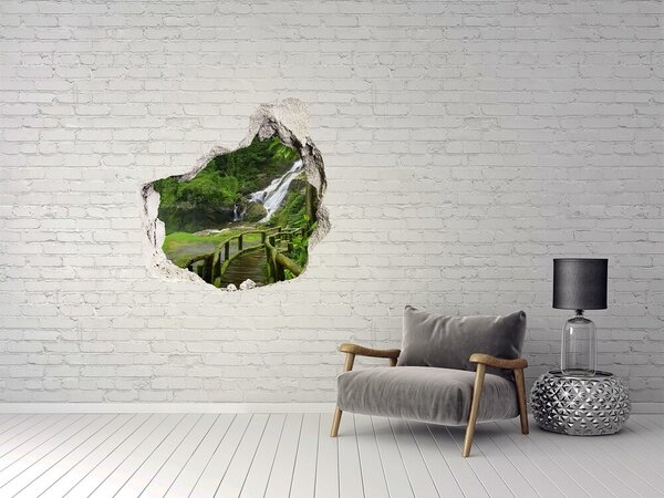 Díra 3D ve zdi na stěnu Vodopád v pralese nd-p-120475287