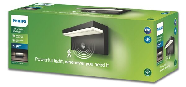 Philips LED Venkovní nástěnné svítidlo Bustan 2X4,5W, IP44 s pohybovým senzorem Teplota světla: 2700K - teplá bílá