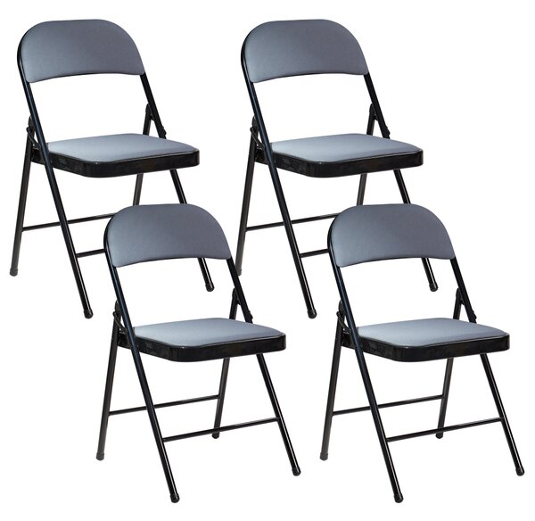 Sada 4 skládacích židlí SPARKS Kov Tmavě šedá/Černá