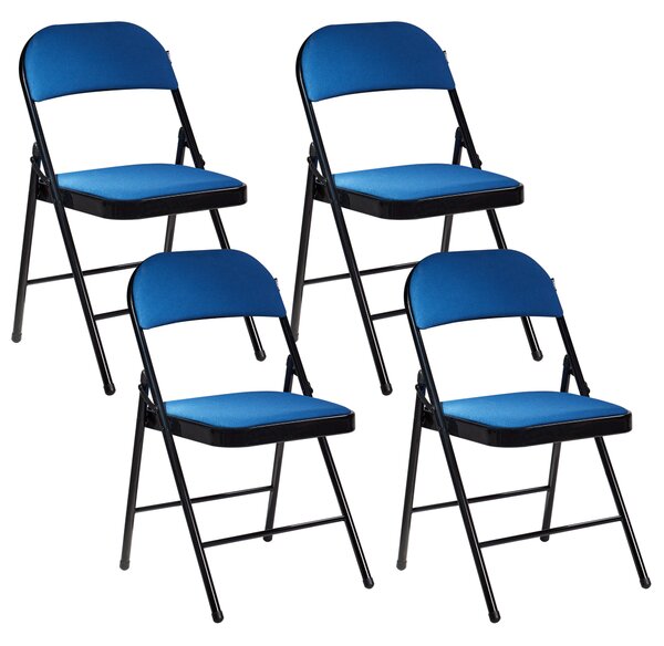 Sada 4 skládacích židlí SPARKS Kov Modrá/Černá