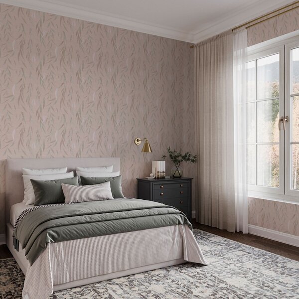 Tapety Visící větve s listy na béžovém pozadí, Tapety boho, a00095v1 : uwalls.cz