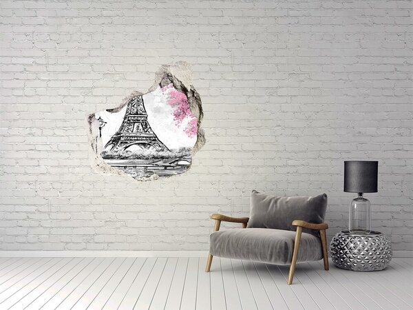 Fototapeta díra na zeď 3D Eiffelova věž Paříž nd-p-129898169