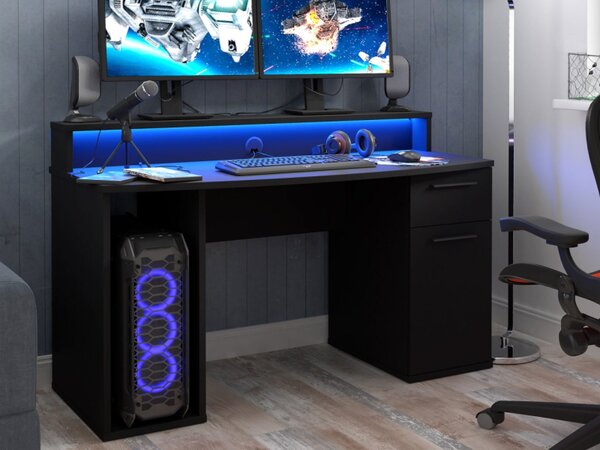 PC stůl s Ayo LED osvětlením, Barva: černá mat 5903211080609
