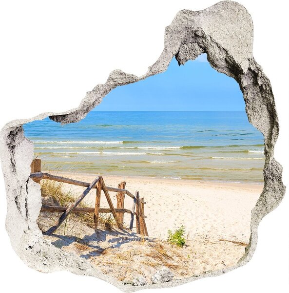 Díra 3D ve zdi nálepka Vchod na pláž nd-p-135834408