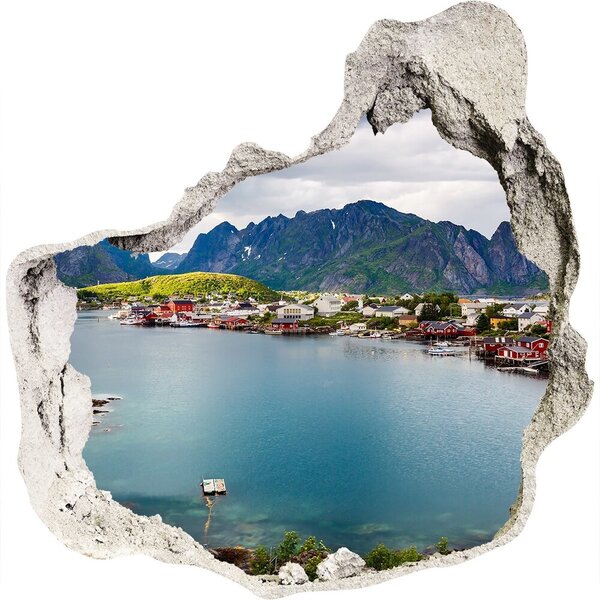 Díra 3D ve zdi nálepka Lofoty Norsko nd-p-151856257