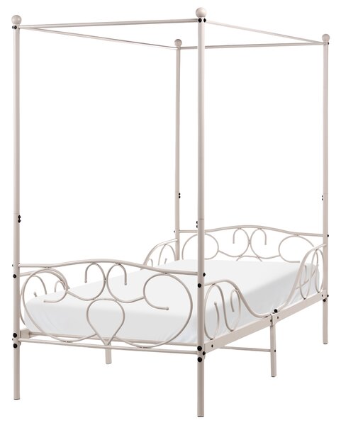 Postel s baldachýnem Kov SORMERY 90 x 200 cm Světle béžová