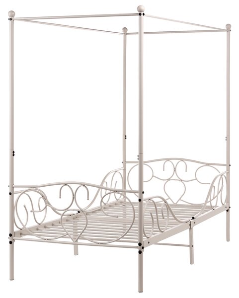 Postel s baldachýnem Kov SORMERY 90 x 200 cm Světle béžová
