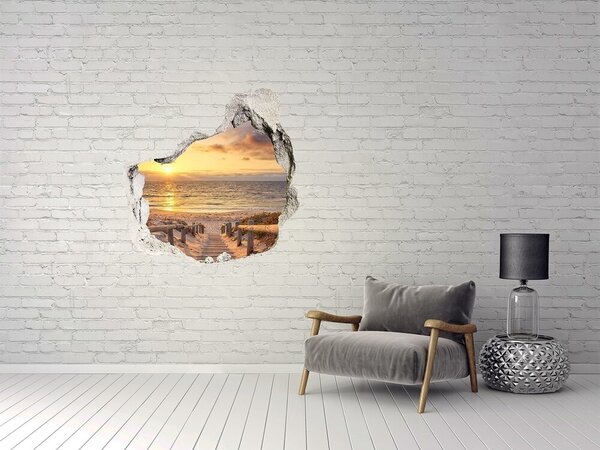 Díra 3D ve zdi nálepka Stezka na pláž nd-p-165069331