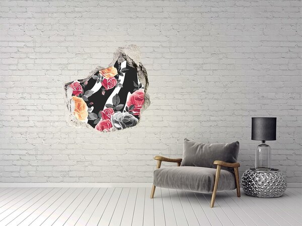 Nálepka 3D díra na zeď Růže pozadí zebra nd-p-172624973