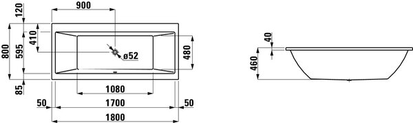 Laufen Pro obdélníková vana 180x80 cm bílá H2329500000001