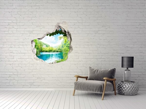 Díra 3D ve zdi nálepka Vodopád v lese nd-p-36234695