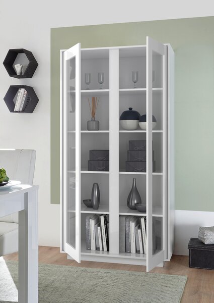VITRÍNA, vysoce lesklá bílá, 92/179/43 cm MID.YOU - Kredence a vitríny, Online Only