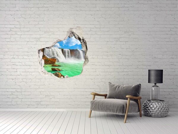 Díra 3D ve zdi nálepka Cihla kaskáda nd-p-44671332