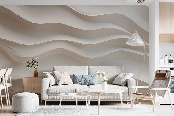 Fototapety 3D bílé a šedé vlny, Fototapety Art deco, w08939 : uwalls.cz