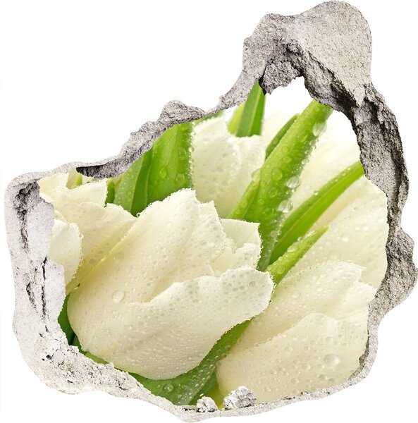 Samolepící díra na stěnu Bílé tulipány nd-p-49549577