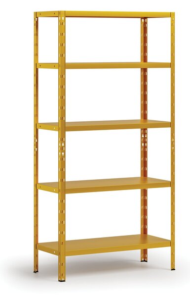 Policový regál 1+1 ZDARMA, 1800x900x400 mm, 5 polic, nosnost police 70 kg, žlutý