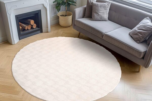 KOBEREC S VYSOKÝM VLASEM, 120/120 cm krémová Kayoom - Online Only koberce & rohožky, Online Only