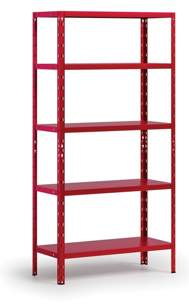 Policový regál 1+1 ZDARMA, 1800x900x400 mm, 5 polic, nosnost police 70 kg, červený