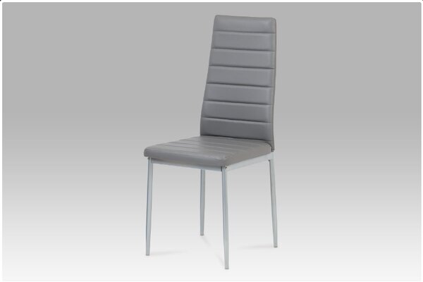 Jídelní židle koženka tmavě šedá / šedý lak