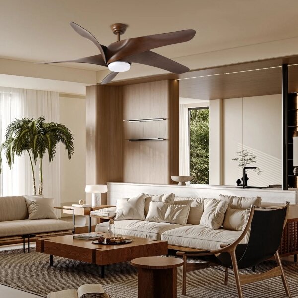 ZEVENTI - LED Stropní ventilátor LUCCA LED/18W/230V Wi-Fi Tuya hnědá + DO