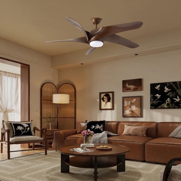 ZEVENTI - LED Stropní ventilátor LUCCA LED/18W/230V Wi-Fi Tuya hnědá + DO