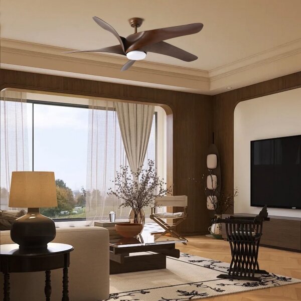 ZEVENTI - LED Stropní ventilátor LUCCA LED/18W/230V Wi-Fi Tuya hnědá + DO