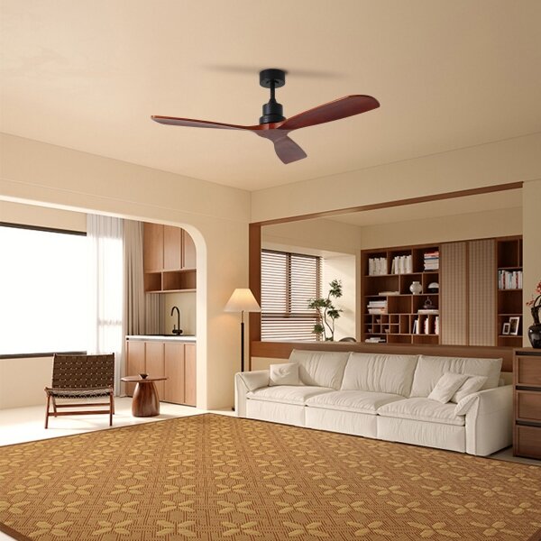 ZEVENTI - Stropní ventilátor LIONI Wi-Fi Tuya černá/dub + DO