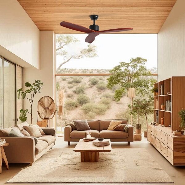 ZEVENTI - Stropní ventilátor CUENCA Wi-Fi Tuya černá/dub + DO