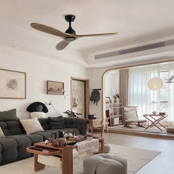 ZEVENTI - Stropní ventilátor LAURIA Wi-Fi Tuya černá/dub + DO