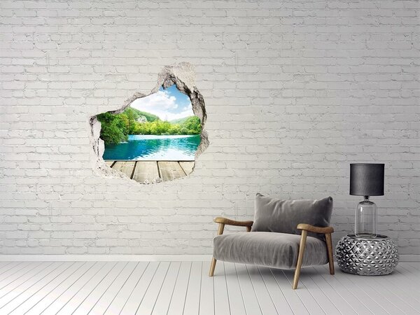Díra 3D ve zdi nálepka Vodopád v lese nd-p-55082996