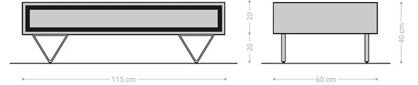 DELIFE Konferenční stolek Stonegrace 115x60 cm akácie přírodní 2 zásuvky kamenná dýha