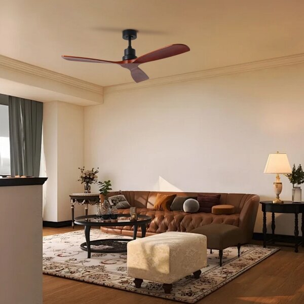 ZEVENTI - Stropní ventilátor LIONI Wi-Fi Tuya černá/dub + DO