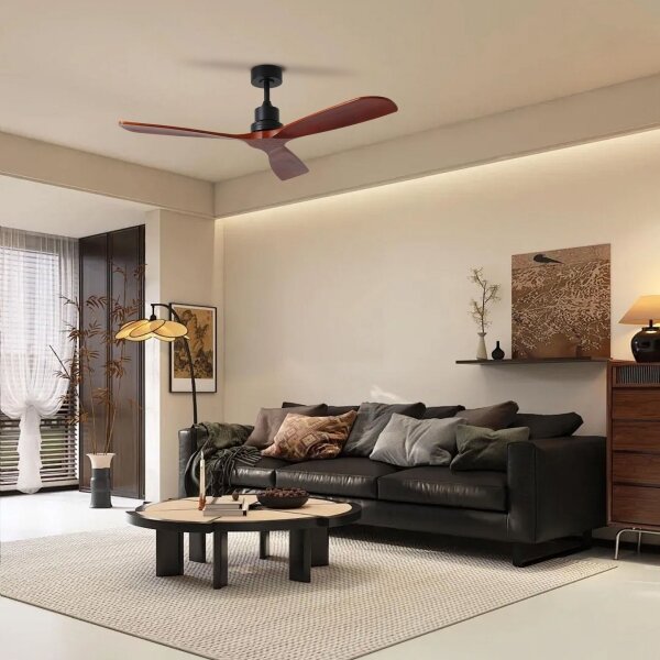 ZEVENTI - Stropní ventilátor LIONI Wi-Fi Tuya černá/dub + DO