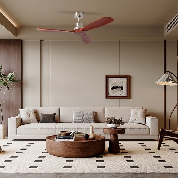 ZEVENTI - Stropní ventilátor LIONI Wi-Fi Tuya chrom/dub + DO
