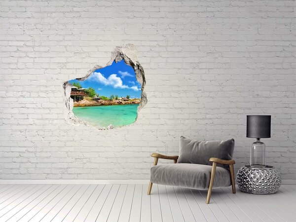 Díra 3D ve zdi na stěnu Seychely pláž nd-p-53907878