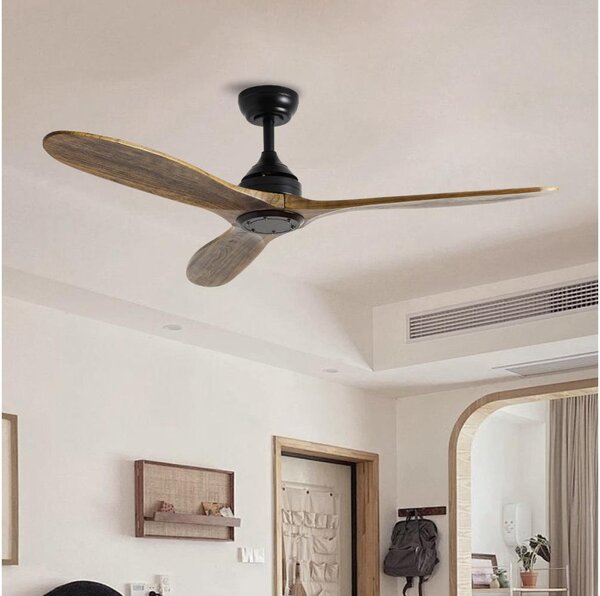 ZEVENTI - Stropní ventilátor LAURIA Wi-Fi Tuya černá/dub + DO