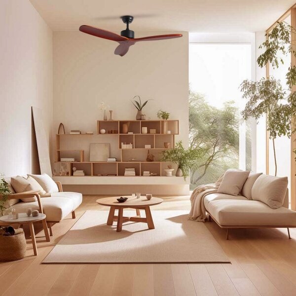 ZEVENTI - Stropní ventilátor CUENCA Wi-Fi Tuya černá/dub + DO