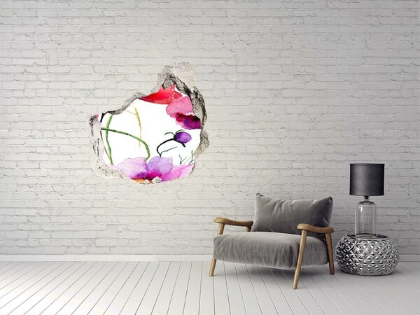 Nálepka 3D díra na zeď samolepící Máky nd-p-59984905