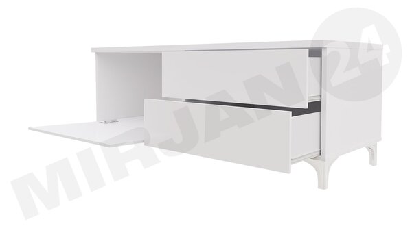 Set 2 TV skříněk Clea XI W Double (bílá + lesk bílý) (s modrým LED osvětlením)