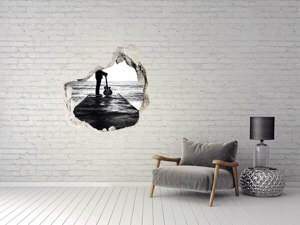 Fototapeta díra na zeď Kytarista na molo nd-p-62226086