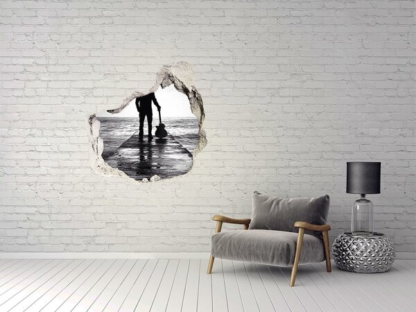 Fototapeta díra na zeď Kytarista na molo nd-p-62321839