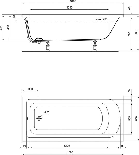 Ideal Standard Hotline New obdélníková vana 180x80 cm bílá K274801