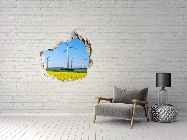 Nálepka fototapeta 3D výhled Větrný mlýn na poli nd-p-65596707