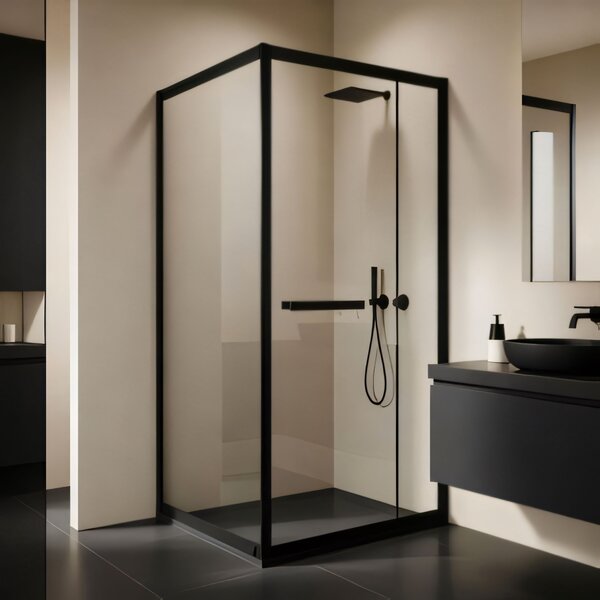 Novoterm Čtvercový sprchový kout NV-Heidi BL SQ 80x80 černá/transparent - bez vaničky
